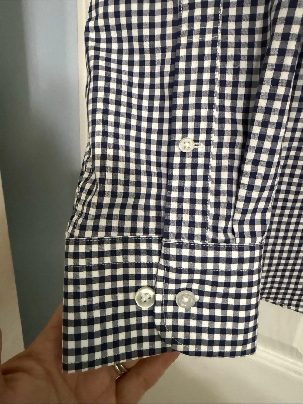 J‎ crew button down blue white checkered slim fit button down shirt  XL classic